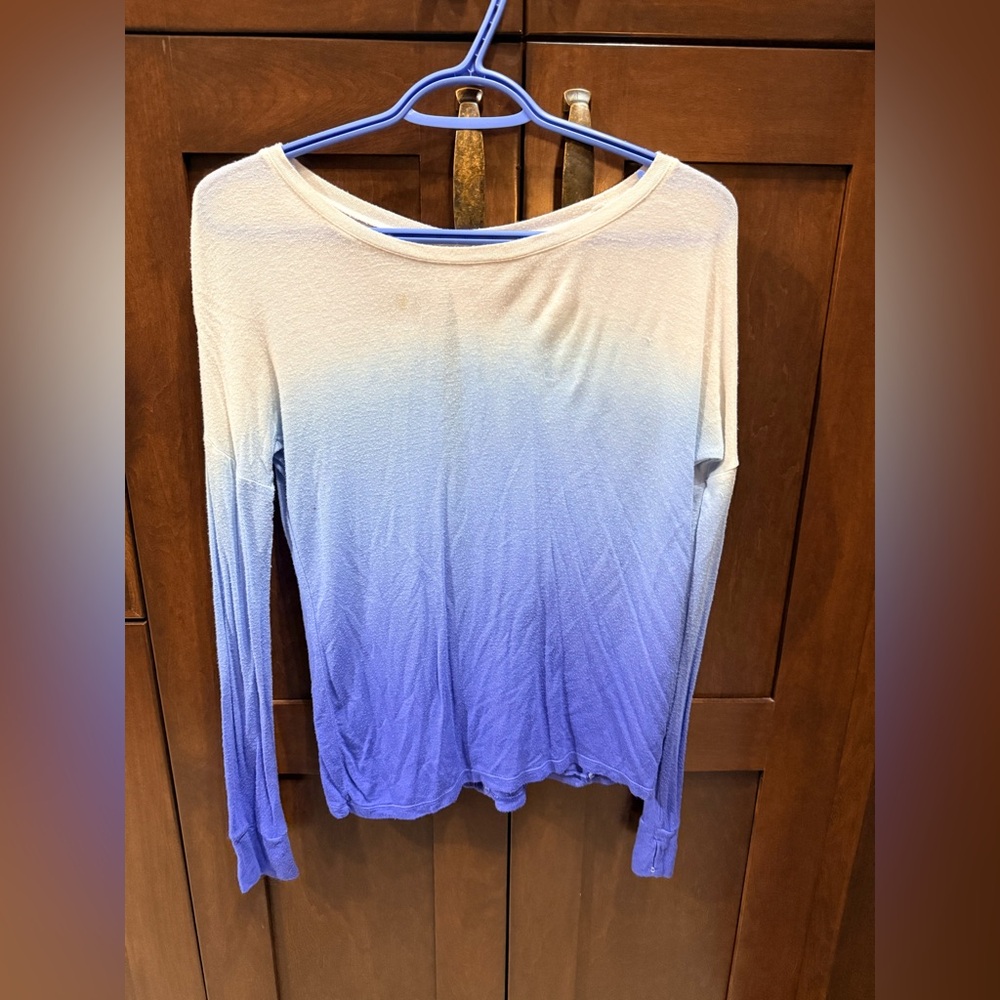 Gradient Blue and White Women's Top